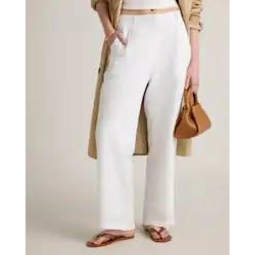 Quince European Linen Pleated Trouser White Size 4 New With Tags